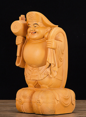 大黑天实木雕刻日本密宗财神像