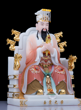汉白玉玉帝王母神像彩绘玉皇大帝王母娘娘佛像佛堂寺庙工艺品摆件