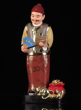 财神爷金算盘收银台摆件工艺品
