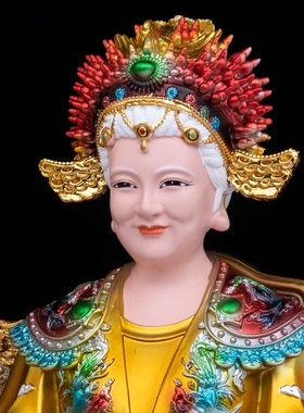 树脂铜彩泰山奶奶神像碧霞元君家用供奉客厅泰山圣母桌面中式摆件