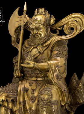 纯铜彩绘山神神像土地山神爷像工艺品摆件家居招财佛像新品