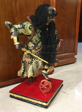 19寸站法主公 法主真君 张公圣君 香樟木精工彩绘 精品神像摆件