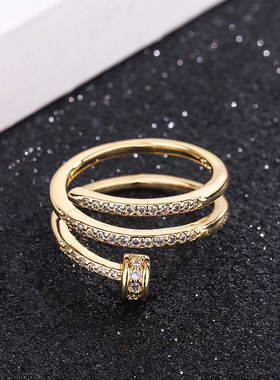 闪钻多层钉子纯银小众冷淡风戒指