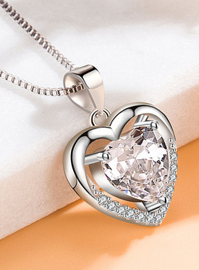 蓝色永恒之心锁骨链送女友礼物