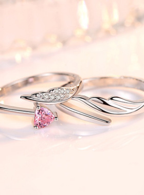 天使之翼开口翅膀日韩风情侣戒指