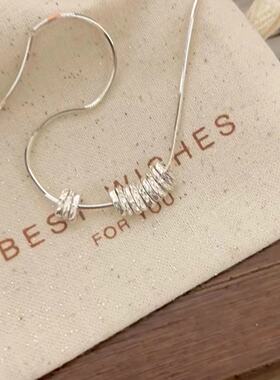 新款银肌理碎银子项链女不规则简约ins小众设计轻奢气质高级感