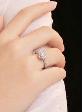 网红款高级感50分灿若星辰莫桑石轻奢戒指女时尚S925纯银结婚钻戒