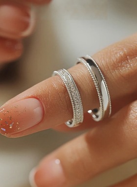 简约新款莫桑石925银珠边情侣戒指对戒求婚结婚女小清新排钻戒指