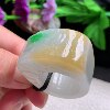 Yf real shot 40.8*19*13.6 special 21.8mm inner diameter three-color Burmese jade A-grade exquisitely carved ring