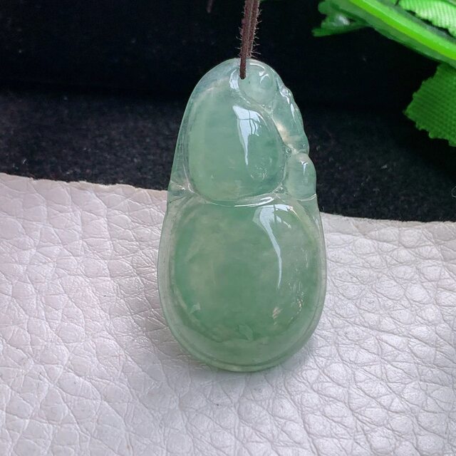 Gp real shot 36.3*19.5*5.2 jade A goods finely carved ice clear green gourd jade gourd jade pendant jade pendant