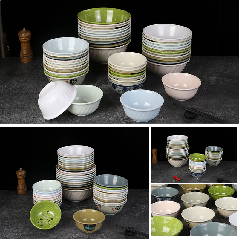 斜纹碗密胺碗商用早餐粥碗快餐餐饮饭店专用米饭碗塑料汤碗馄饨碗