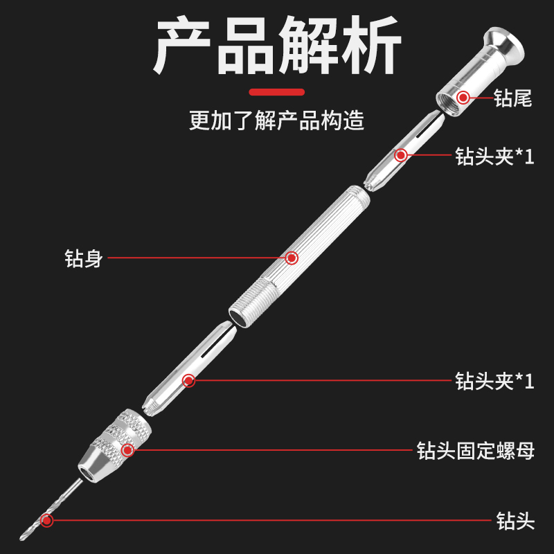 手捻钻手工打孔钻迷你手钻手摇钻钻眼扩孔器文玩木工DIY钻孔工具-图0