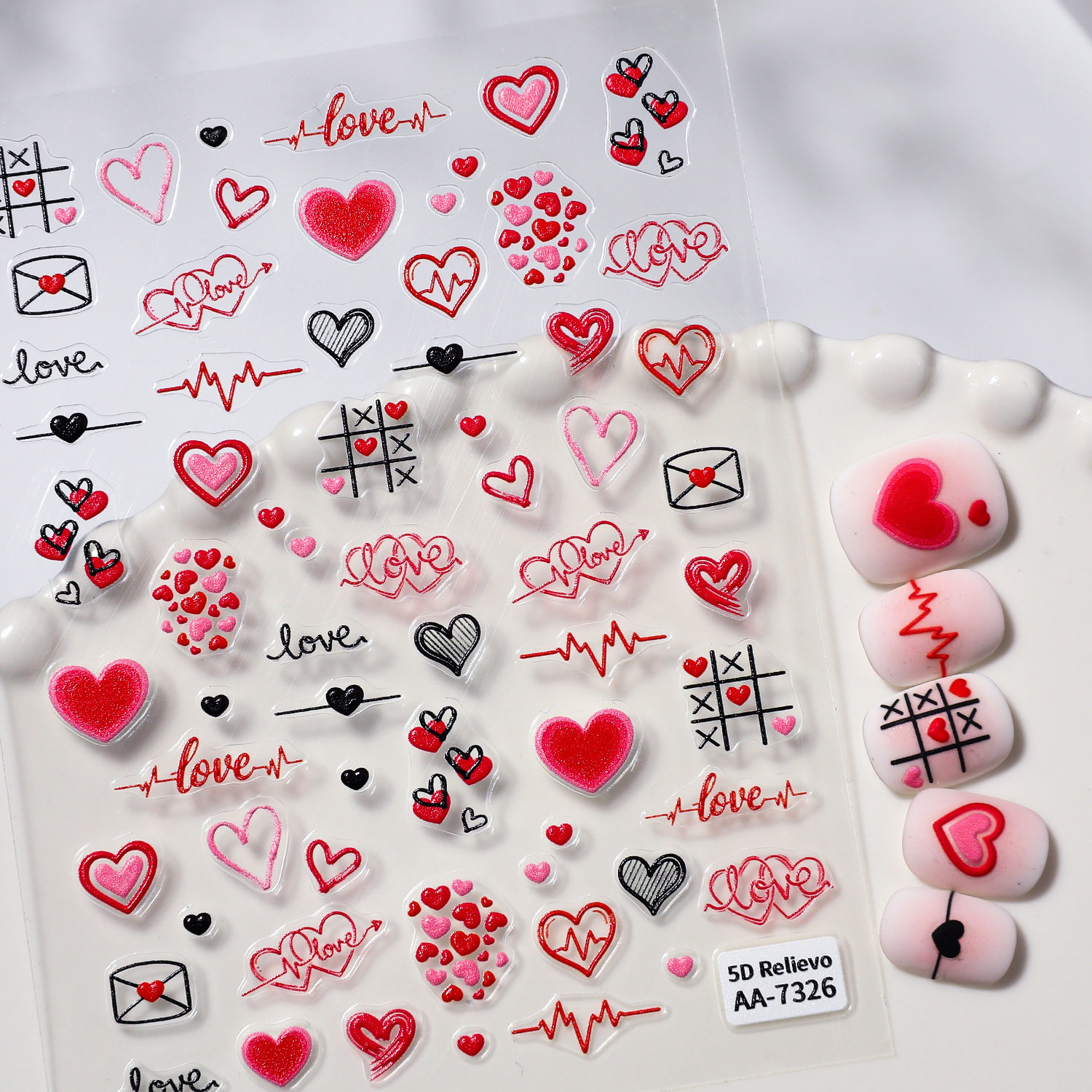 甜美情人节美甲贴纸5D浮雕立体爱心浪漫玫瑰花diy指甲装饰品脸贴,淘宝优惠券,粉丝福利购,淘宝优惠卷