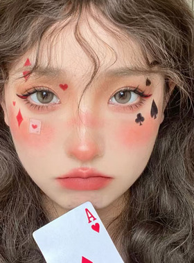 小红书美妆贴纸扑克牌妆容贴脸部