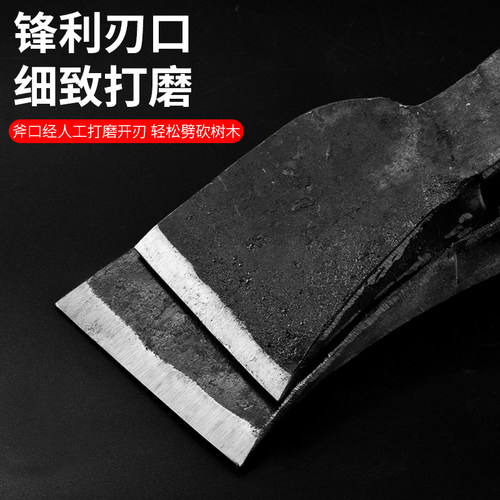 全钢纯手工锻打斧子家用砍柴砍树劈柴斧多功能开山伐木斧头木工斧 - 图2