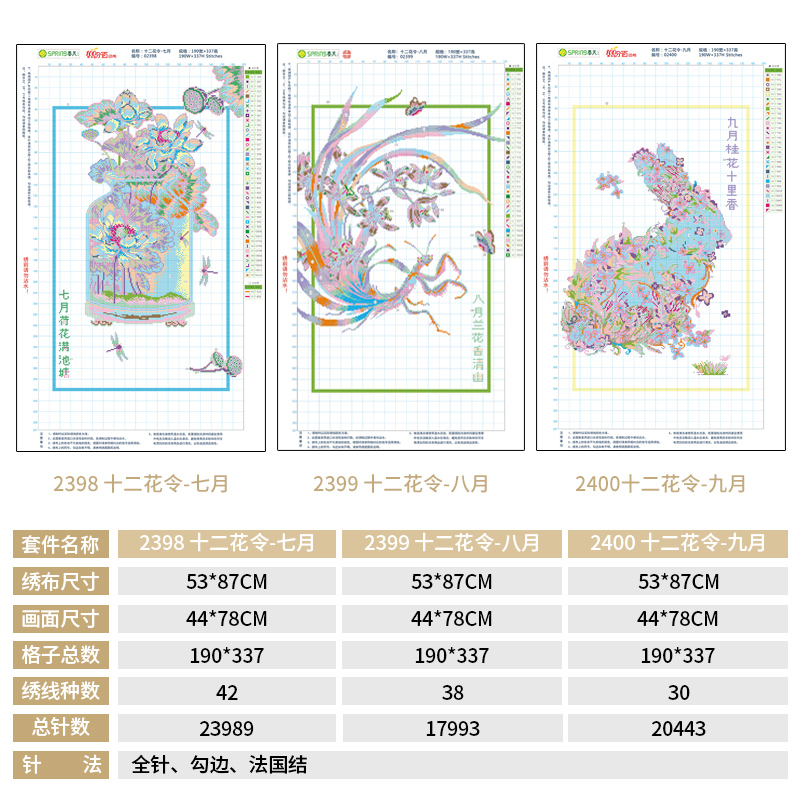 十字绣2024新款线绣客厅小件简单十二花令七八九月卧室手工自己绣