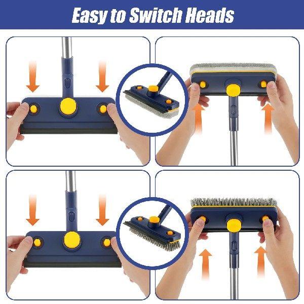 Long Handle Scrub Brush 3In1 Tub Tile Scrubber with 46Inch E-图2