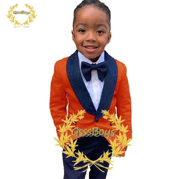 Suits For Boys Wedding Tuxedo Shawl Collar Jacquard Pictures - 图1