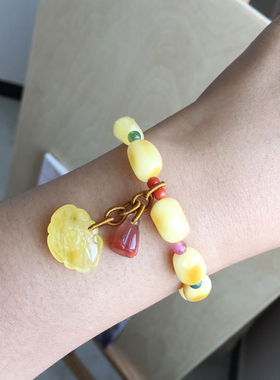 南红原创设计风附证书碧玺手链