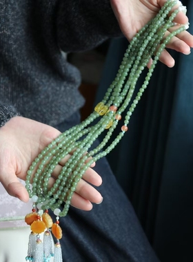 天然和田玉手链女款多圈时尚项链百搭饰品送女友闺蜜生日礼物原创