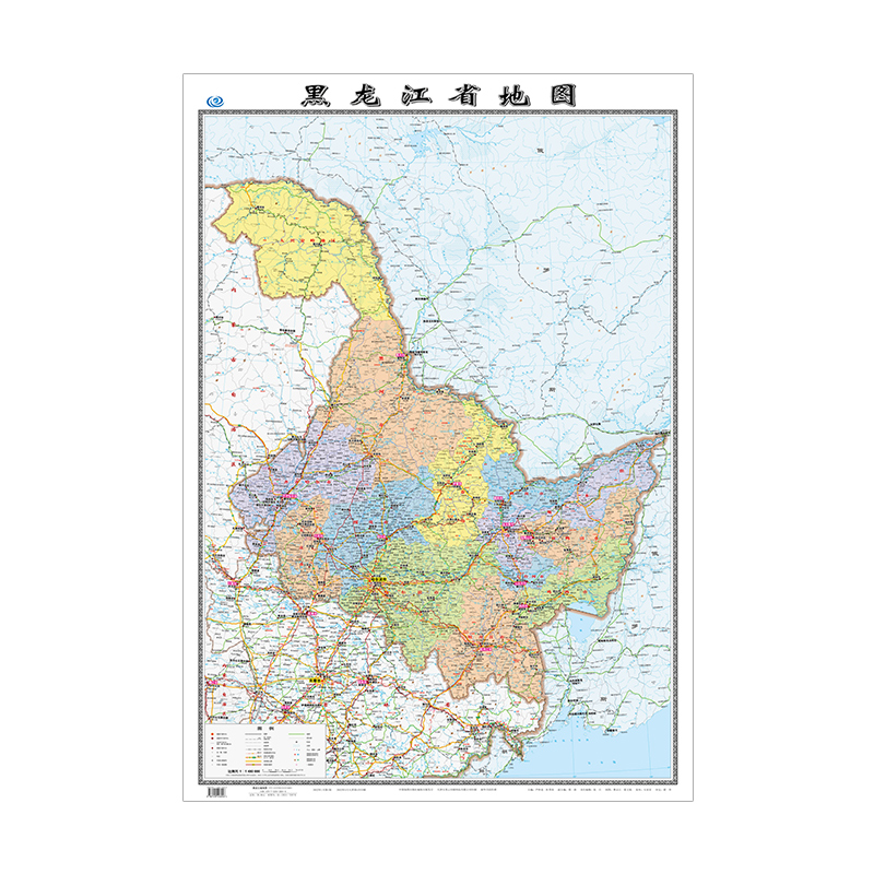 黑龙江省地图2022年全新版大尺寸高106厘米长76厘米墙贴防水高清政区交通旅游参考地图 - 图3