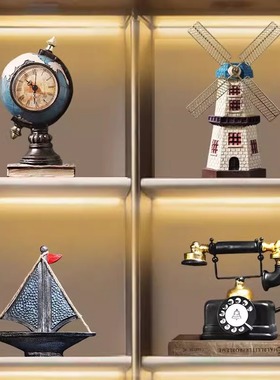 欧式留声机电话装饰品摆件复古