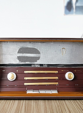 复古铁艺老式收音机模型摆件商铺创意家居装饰录音机橱窗摄影道具