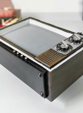 复古怀旧铁艺老式黑白电视机模型摆件创意家居装饰品橱窗陈列道具