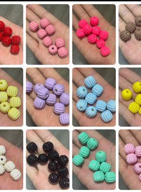 K16烤漆胖墩墩南瓜桶珠百搭底胚奶油DIY串珠手机包链钥匙扣配饰