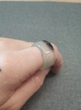 天然岫玉水墨扳指复古经典玉石指环男士女士霸气玉戒指