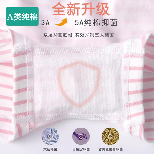 全棉儿童内裤女童宝宝纯棉四角裤三平角小女孩大童短裤100%不夹PP - 图0