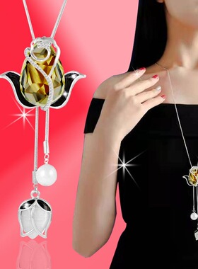 高级感新款韩版流苏毛衣链项链