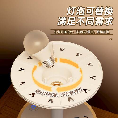 德国优品台灯护眼床头灯卧室台灯带插座一体多功能USB充电夜读灯 - 图2