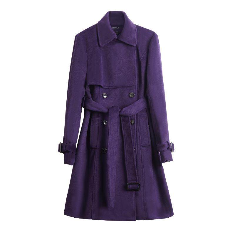 紫色毛呢大衣女风衣秋冬款高级感时尚气质显瘦系带羊毛呢子外套潮,淘宝优惠券,粉丝福利购,淘宝优惠卷