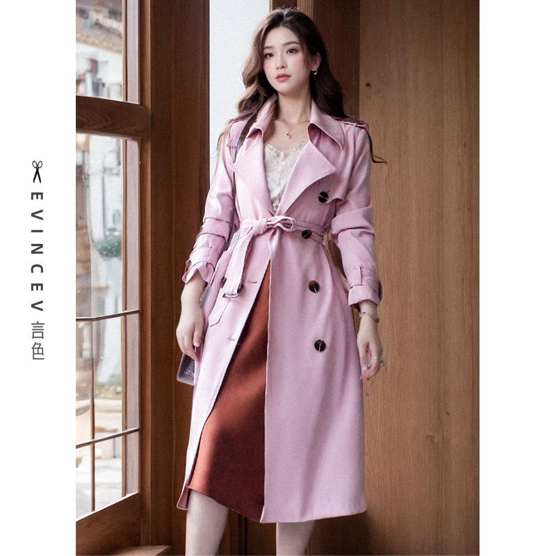 香芋紫色风衣女2024春秋季新款流行时尚高级修身气质薄款中长外套