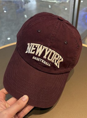 韩国NEWYORK字母刺绣百搭鸭舌帽四季可戴遮阳运动情侣棒球帽学生