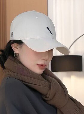 韩版刺绣斜杠显脸小棒球帽女