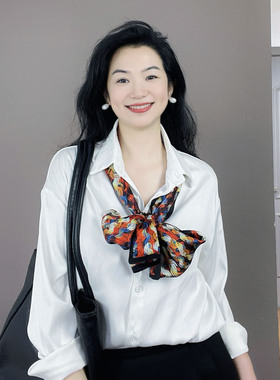 彩色艺术真丝长条丝巾女2026新款高级感100%桑蚕丝小长巾飘带围巾