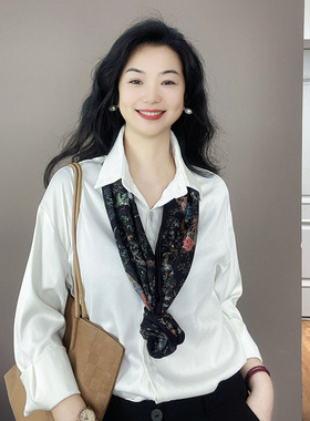 精致优雅！黑色印花棉麻围巾女士春秋季轻薄护颈长条小围脖丝巾