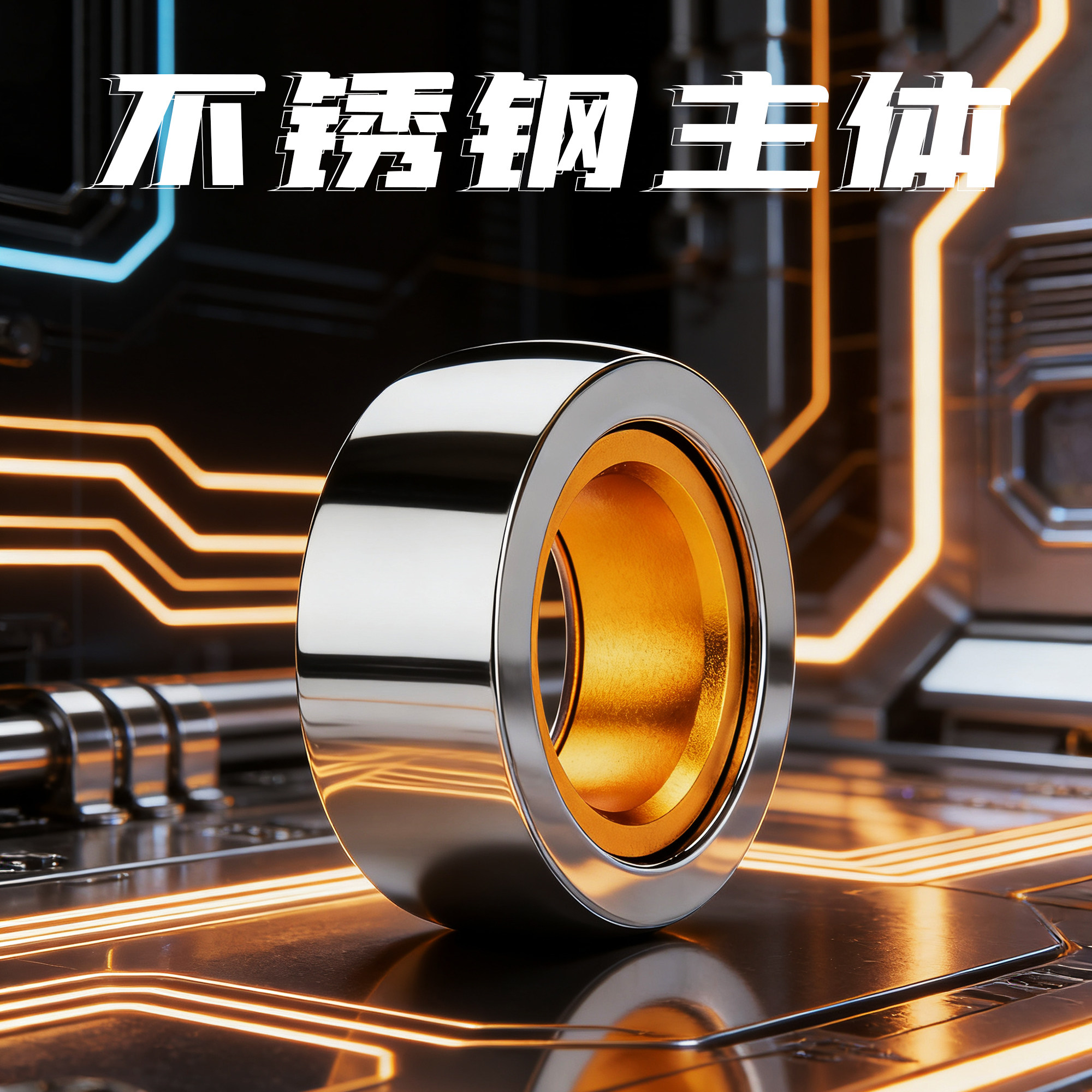 EDC ring stainless steel metal push-pull turn frustrated EDC ring ring decompression toy trendy paragraph ring