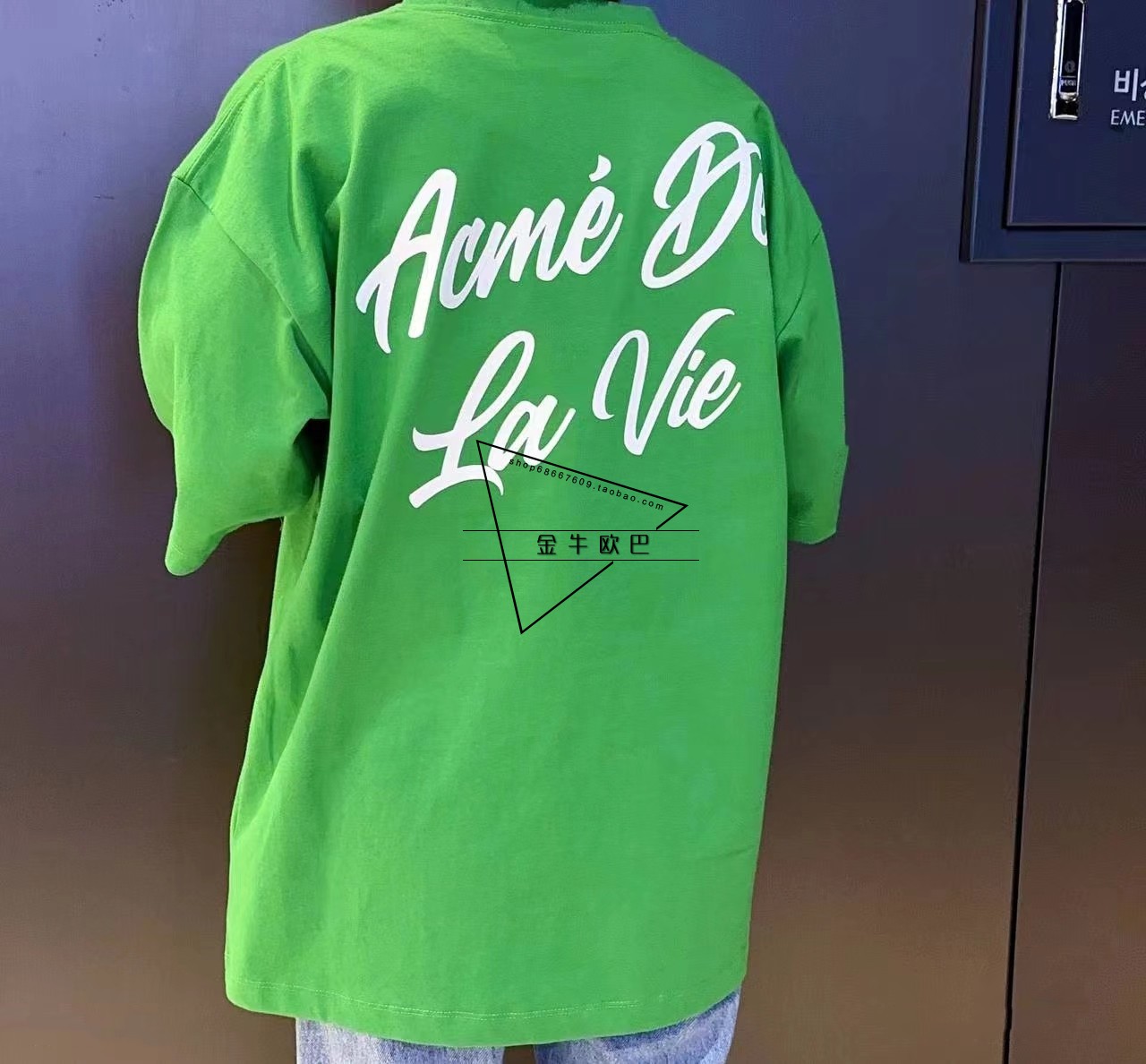 韩国潮牌ADLV正品23春夏新款背后涂鸦花字母款撞色彩色T恤情侣款 - 图1