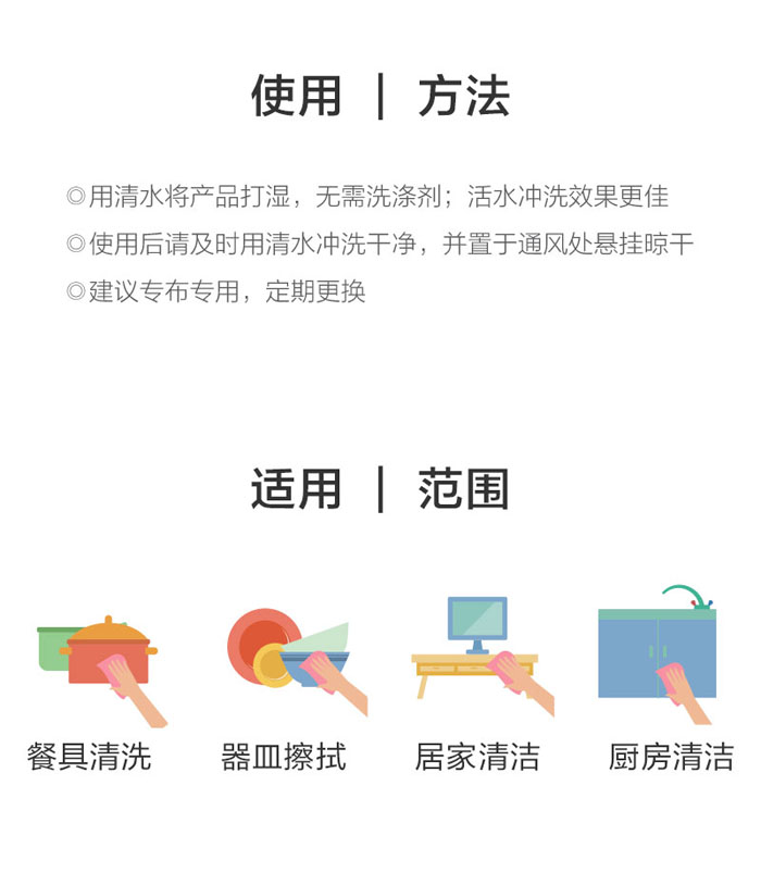 绿叶爱生活美实多木纤维洗碗布洗碗巾油立除不沾油小抹布百洁布