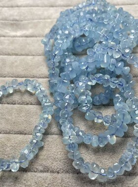 巴西天然海蓝宝角度自由形手链diy设计 好看特别 约6x10mm