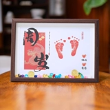 Памятная фоторамка с отпечатком руки и ноги месячного ребенка, 100 дней отпечатка рук и ног, полый стол, ритуальный смысл ребенка, Год Дракона и Змеи