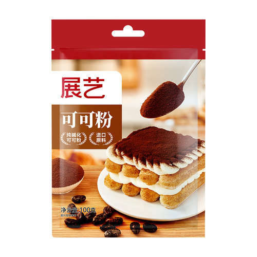展艺可可粉抹茶粉蛋糕雪花酥黑巧克力奶茶冲饮专用家用烘焙原材料 - 图0