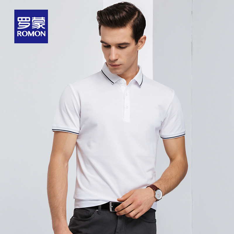 罗蒙官方旗舰店罗蒙短袖T恤男夏季新款时尚休闲简约POLO衫中青年商务百搭t恤3