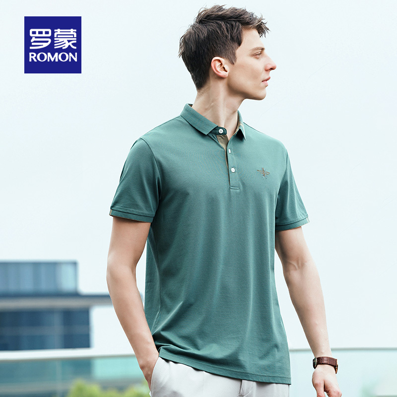 罗蒙官方旗舰店罗蒙男士短袖T恤衫夏季新款商务休闲polo衫中青年百搭翻领t恤0