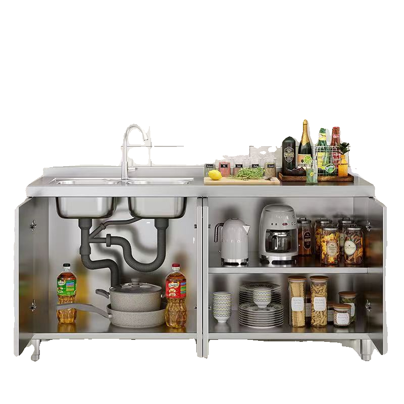 不锈钢厨房橱柜灶台一体不锈钢橱柜厨房整体橱柜家用拉篮厨房橱柜,淘宝优惠券,粉丝福利购,淘宝优惠卷