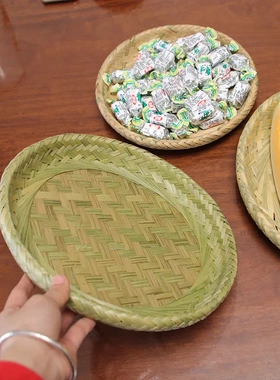 手工竹编收纳筐水果篮竹制工艺品