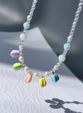 原创设计马卡龙色异域风汉服璎珞项链女小众高级感轻奢气质复古